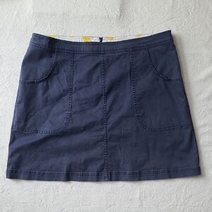 Boden Skirt Womens 14 Blue Twill Zip Back Pockets Casual Mini Cotton Spring Plus